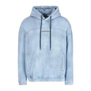 Denim Sweatshirt med Hætte og Logo Skrift