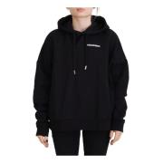 Sort Logo Patch Bomuld Hoodie Sweatshirt