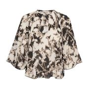 Sort Blomstret Bluse Loose Fit