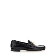 Sort Croco Loafers Slip-on Sko