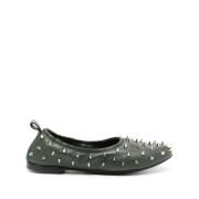 Studded Leather Ballerina Sko