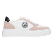 Rosa Hvid Læder Velour Sneakers