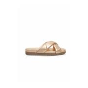 Beige Læder Flettet Sandal