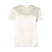 Brun Satin Stretch Rund Hals T-shirt