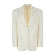 Ivory Cotton Blend Blazer