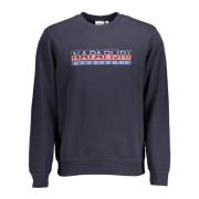 Blå Sweatshirt Rund Hals Print Logo