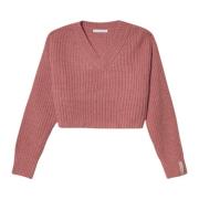 Rosa Sweater V-Hals Maglia Rosa