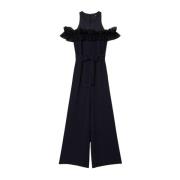 Sort Jumpsuit med Tyl Ruffle