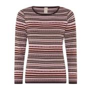 Mini Jaquard Pullover Bluse Mahogni