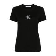 Sort Bomuld T-shirt med Frontlogo