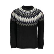 Blå Stilfuld Sweater med Kontrastdetaljer