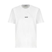 Hvid Bomulds T-shirt Rund Hals Logo