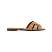 Nude Læder Mules Sandaler