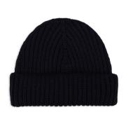 Blå Ribstrikket Beanie Hat Unisex