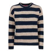 Blå Alpaca Uld Crew-Neck Sweater