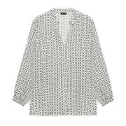 Geometrisk Print Viskose Bluse