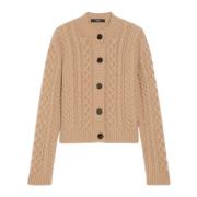 Beige Cable Strik Cardigan Sweater