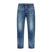 Blå Denim Jeans med Distressed Effekt