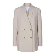 Oversize Blazer med Enkel Krave