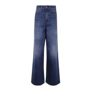 Natblå Wide Leg Denim Jeans