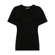 Sort Blomstret Patch Crew Neck T-shirts