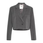 Cropped Blazer Grey Melange