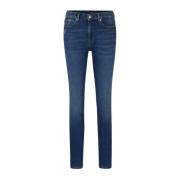 Blå Denim Jeans med Distressed Finish