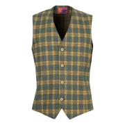 Gult Tartan Vest Italiensk Stil