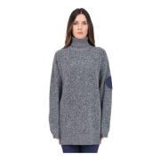 Blå højhalset sweater