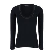 Sort U-Hals Strass Sweater