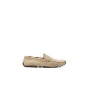 Beige Læder Slip-On Loafers