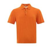 Orange Linen Polo Shirt Mænd