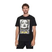 Bomuld Foto Print T-Shirt - Sort