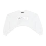 Logo Cropped Crewneck Sweatshirt Hvid