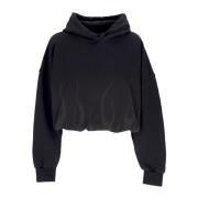 Flames Cropped Hoodie Sort