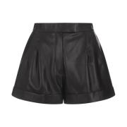 Sort Læder High-Waisted Shorts