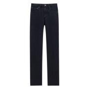 Sorte Straight Leg Jeans med Central Fold