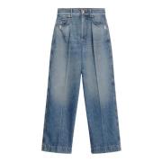 Blå Højtaljede Korte Jeans