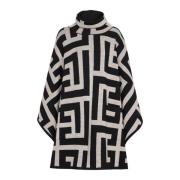 Strikket poncho med maxi monogramtryk