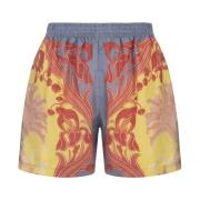 Multifarvet Sommer Print Silke Shorts