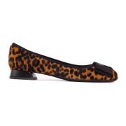 Leopard Print Ballerina Sko Brun