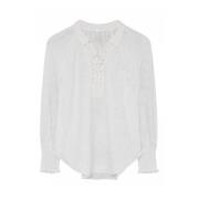 Feminin Bluse med Broderi