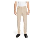 Beige Zip-Up Cotton Trousers