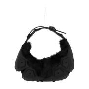 Faux Fur Skuldertaske Sort