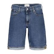 Blå Regular Jeans Shorts med Logo