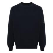 Blå Sweater med Girocollo Stil