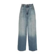 Blå Faded Wide Leg Jeans