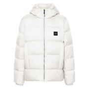 Stony Beige Hooded Quilt Puffer Jakke