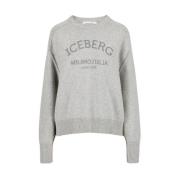 Grå uldblandet crew-neck sweater