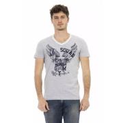 Elegant V-hals T-shirt med Frontprint